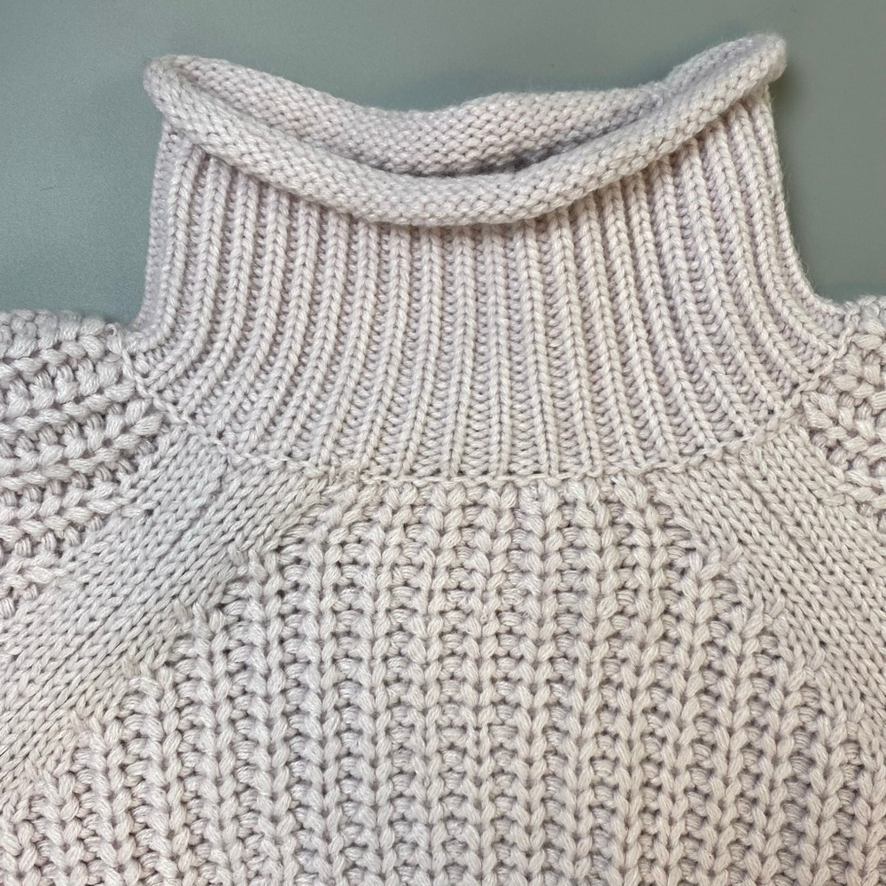 Sweater Small Pink Ribbed Roll Neck Soft Girl Balletcore Pastel Raglan Boxy Crop - Picture 8 of 10